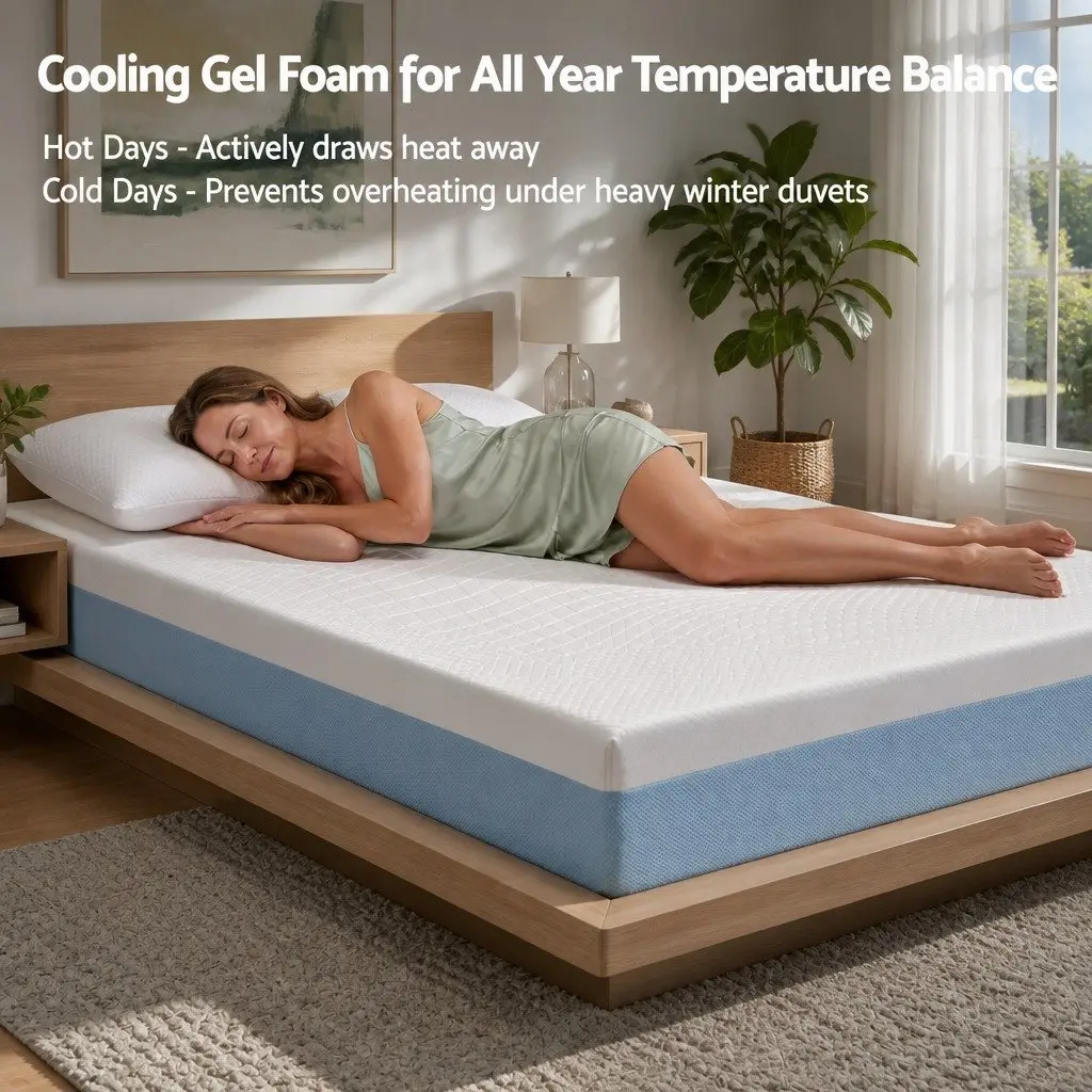 Queen Memory Foam Mattress 22cm Cooling Gel Topper