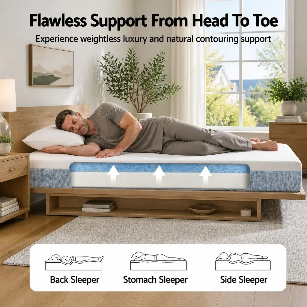 Queen Memory Foam Mattress 22cm Cooling Gel Topper