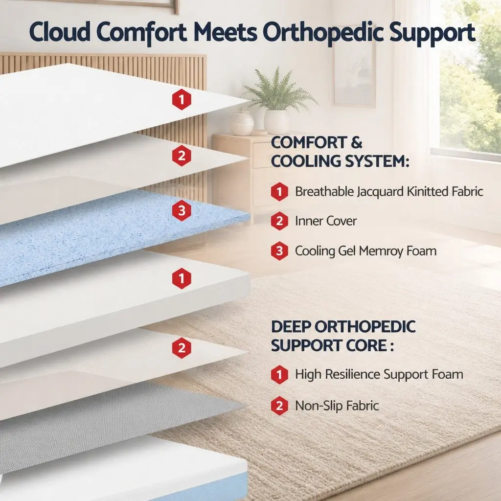 Cooling Gel Memory Foam Mattress Single 22cm