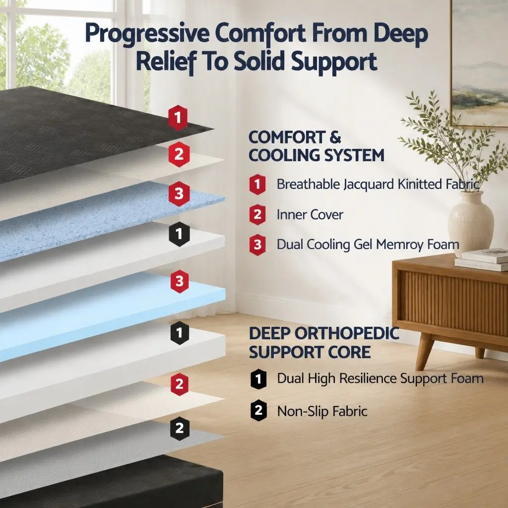 Cooling Memory Foam Mattress King Single 30cm Medium Firm