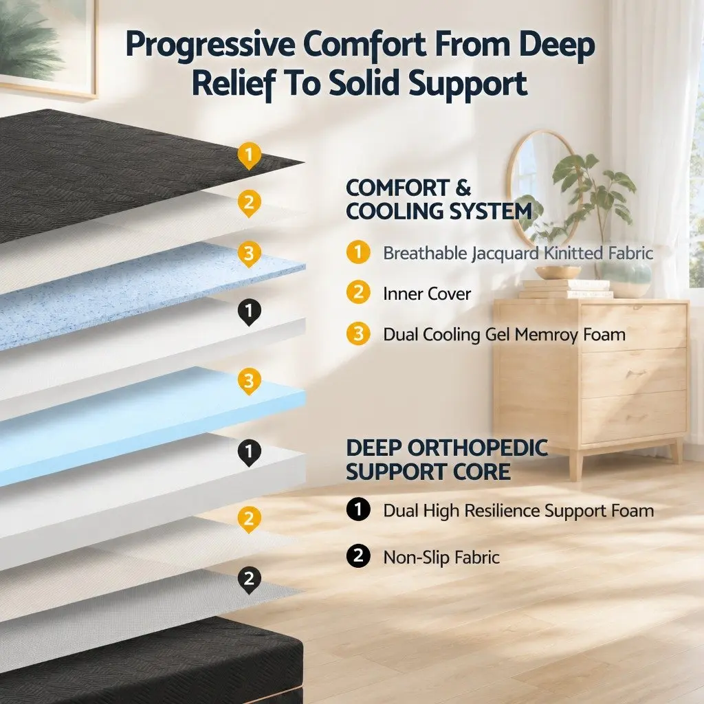 Double Cooling Memory Foam Mattress 30cm Comfort Bed