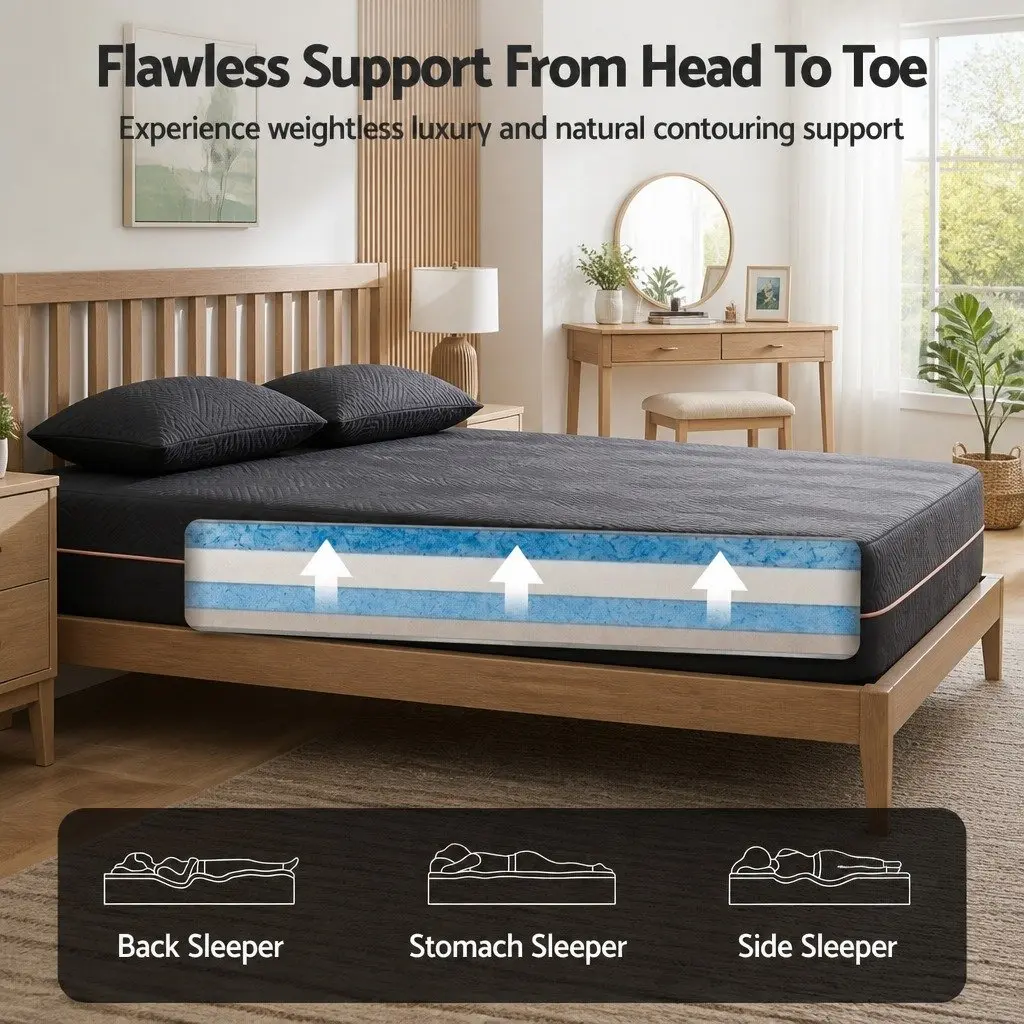 Double Cooling Memory Foam Mattress 30cm Comfort Bed