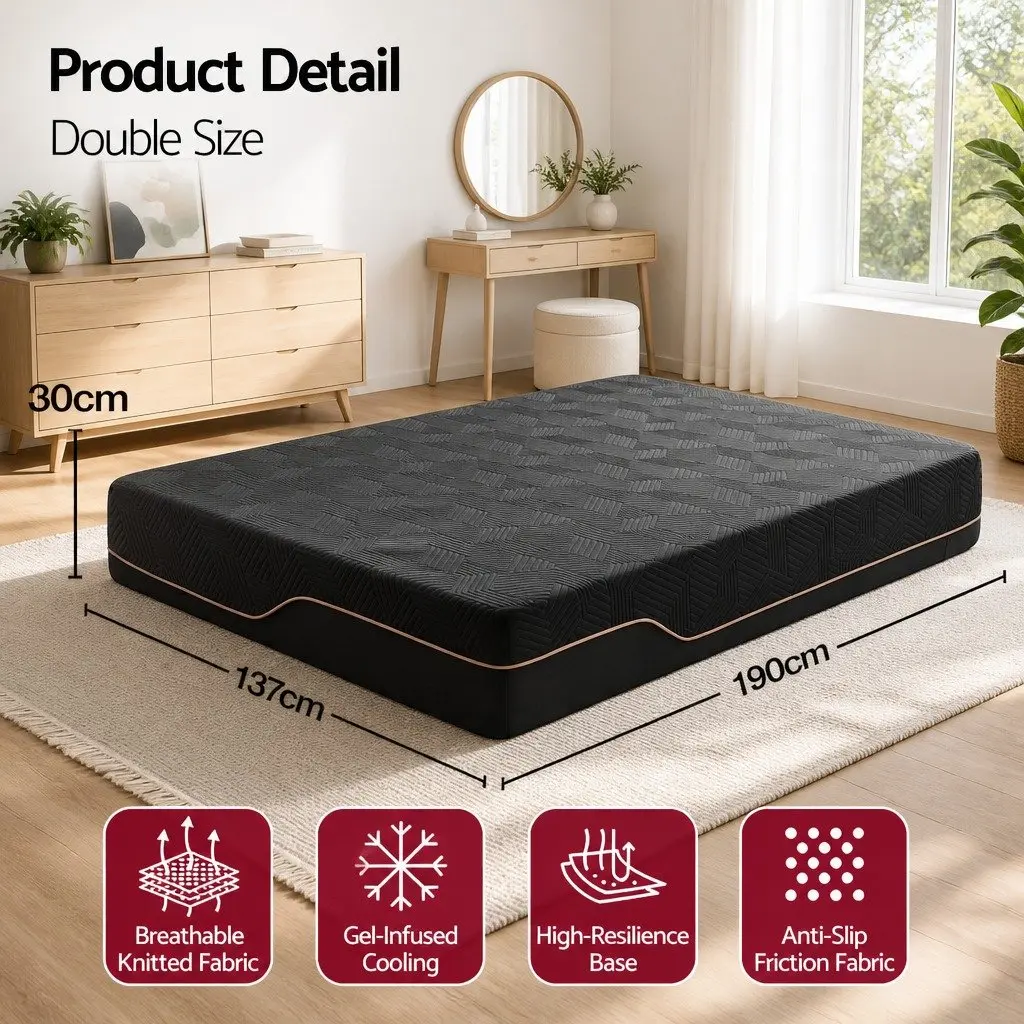 Double Cooling Memory Foam Mattress 30cm Comfort Bed