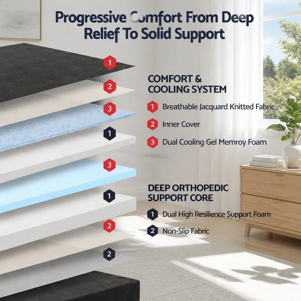 Queen Size Memory Foam Mattress 30cm Gel Cooling Comfort