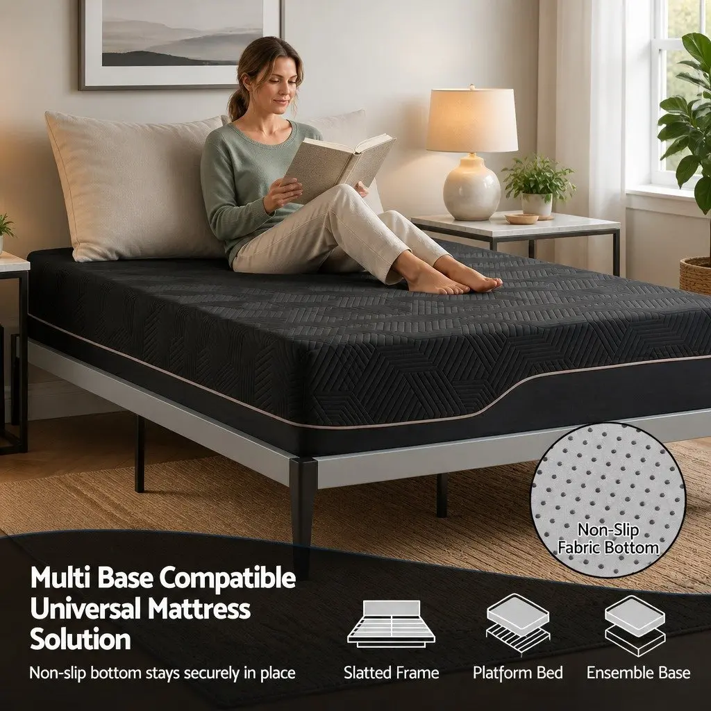 Single Memory Foam Mattress 30cm Gel Cooling Medium Firm Support Non-Slip Base
