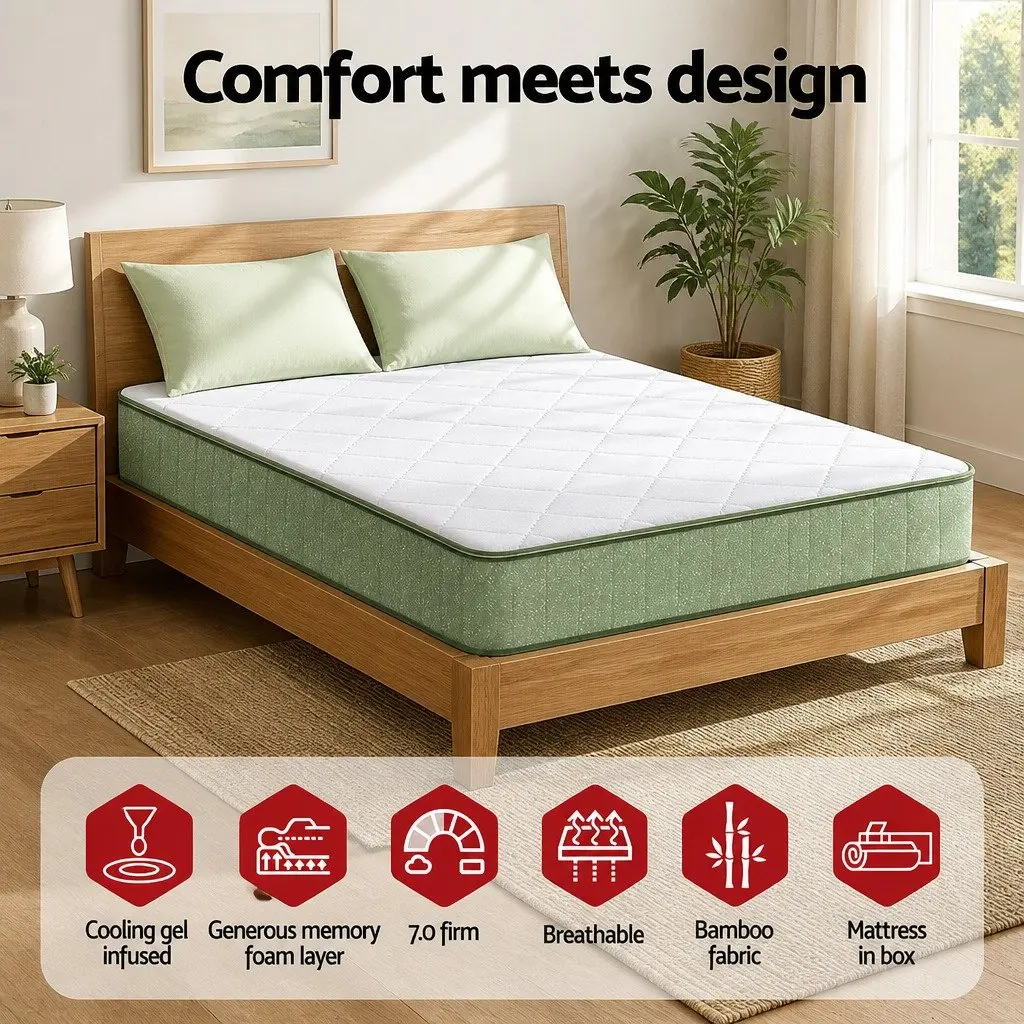 25cm Double Memory Foam Mattress with Cooling Gel Charcoal