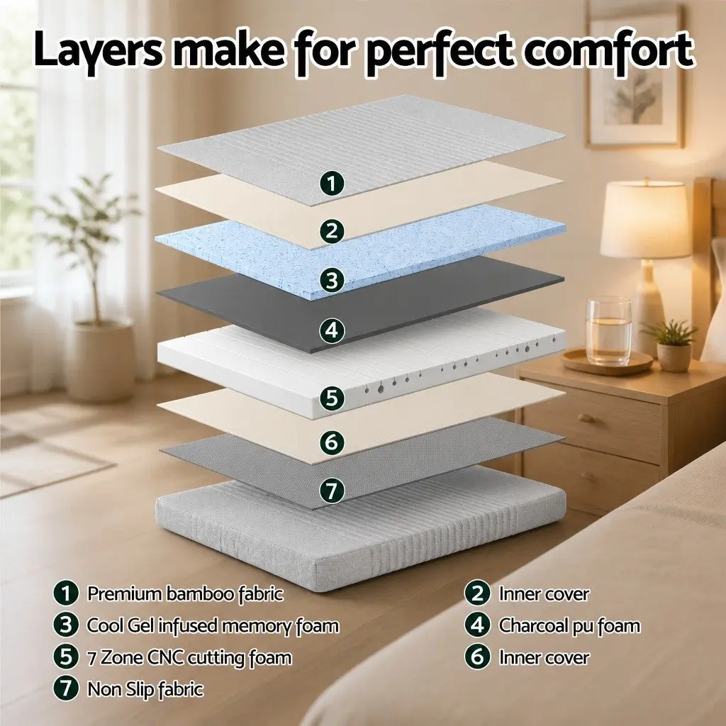 King Single 15cm Memory Foam Mattress with Bamboo Cover