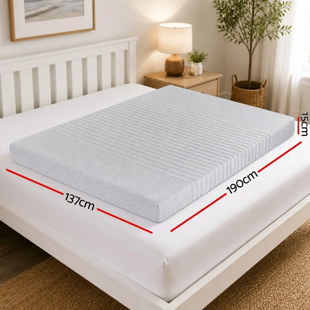 Memory Foam Mattress Charcoal Bamboo Cover 15cm Double 7-Zone Cool Gel Infused Medium Firm
