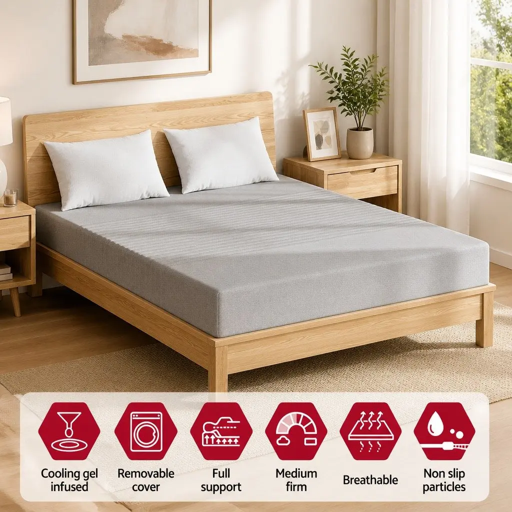 Memory Foam Mattress Charcoal Bamboo Cover 15cm Double 7-Zone Cool Gel Infused Medium Firm