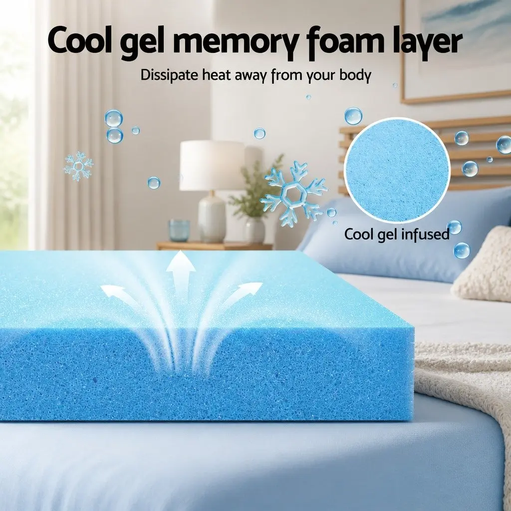 Memory Foam Mattress Charcoal Bamboo Cover 15cm Double 7-Zone Cool Gel Infused Medium Firm
