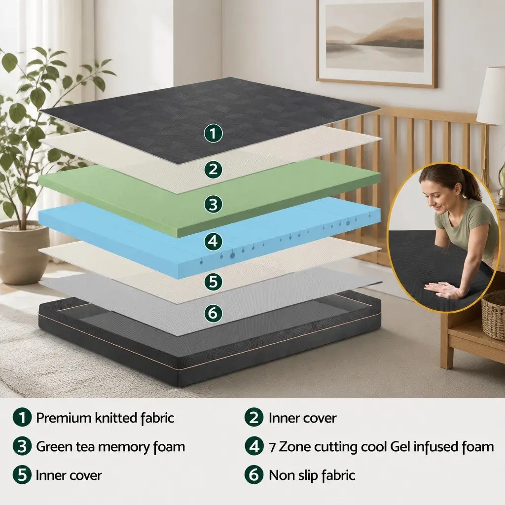 Double Memory Foam Mattress 18cm Cooling Gel