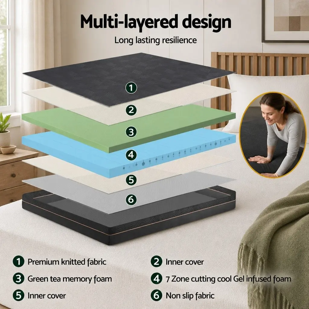 Queen Memory Foam Mattress with Cool Gel and Green Tea