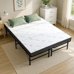 Compact Bamboo Folding Bed with Mattress for Guests