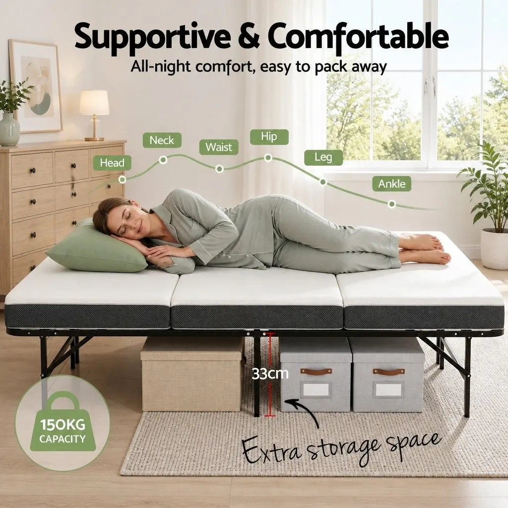 Bamboo Folding Bed with Mattress for Guests