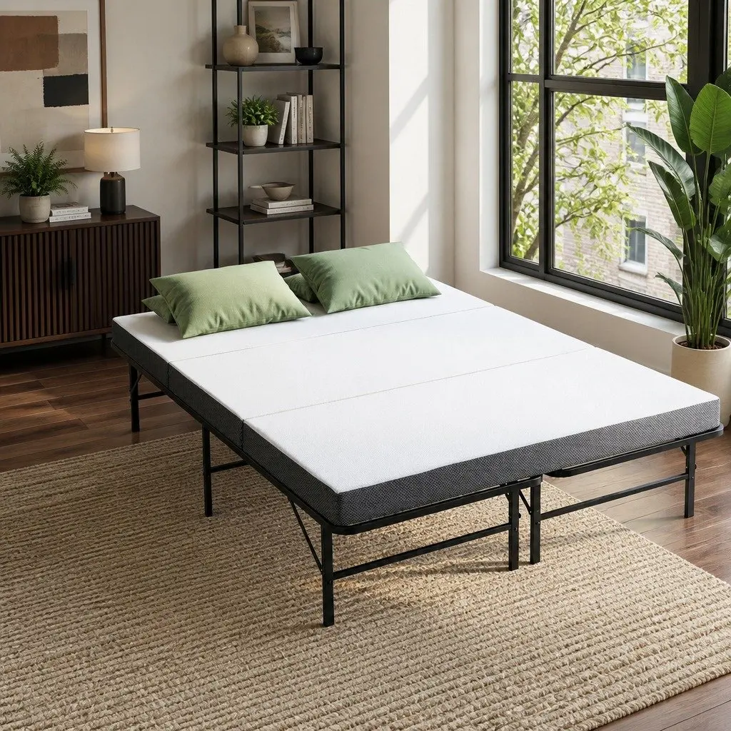 Bamboo Folding Bed with Mattress for Guests