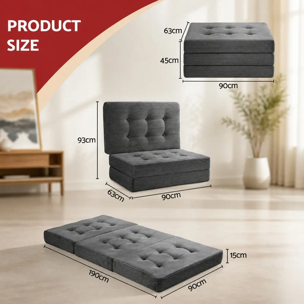 Single Folding Mattress 15cm Foldable Foam Portable Guest Bed Sofa Lounge Chair
