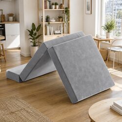 Light Grey Foldable Foam Mattress for Versatile Living
