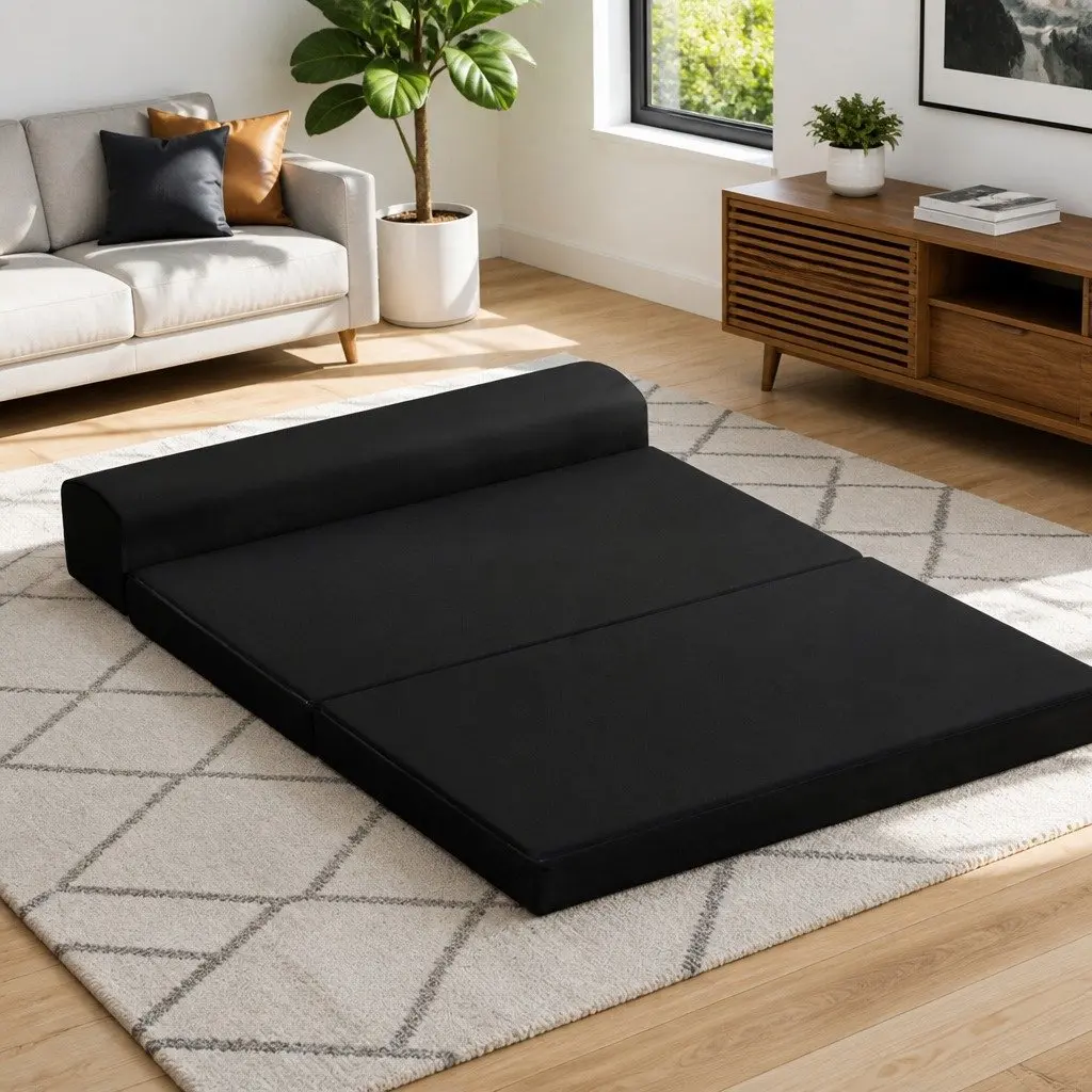 Convertible Black Foam Mattress Sofa Bed for Guests