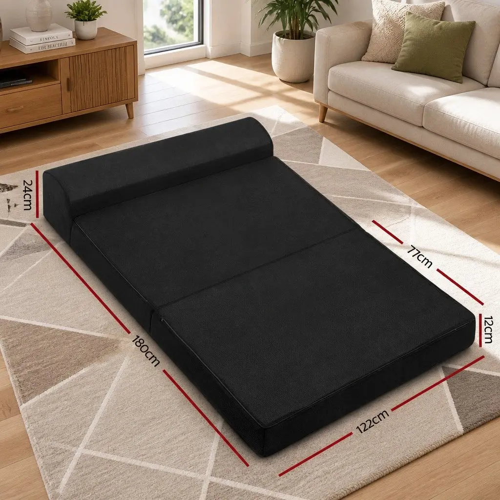Convertible Black Foam Mattress Sofa Bed for Guests