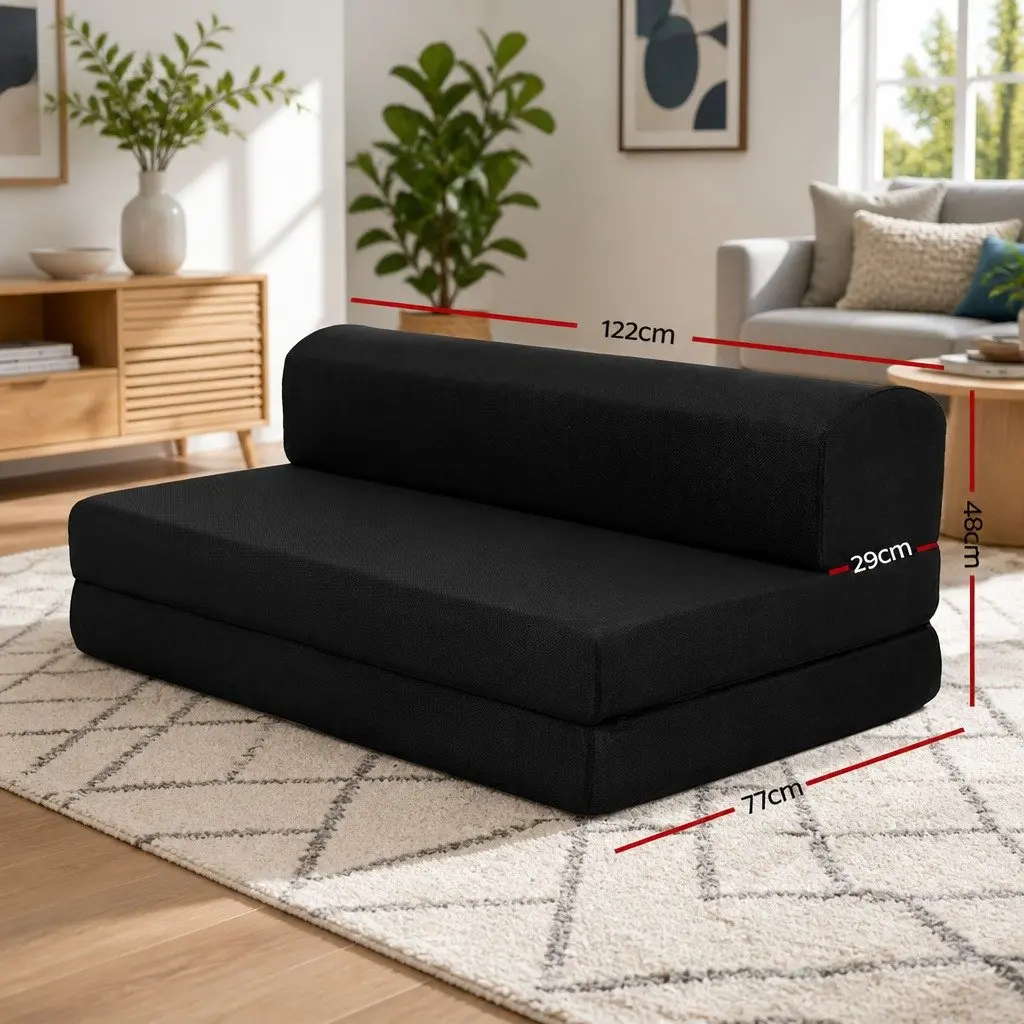 Convertible Black Foam Mattress Sofa Bed for Guests
