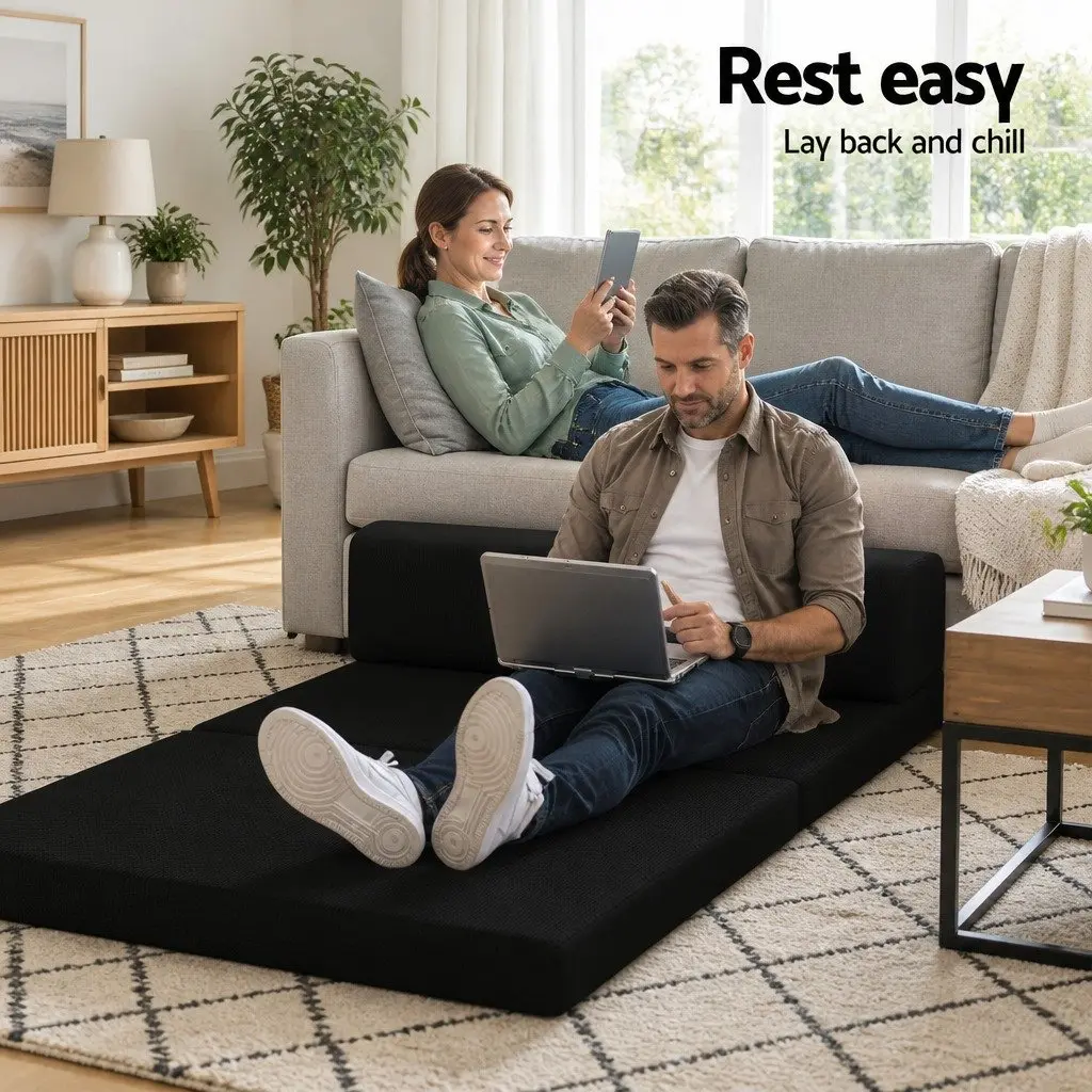 Convertible Black Foam Mattress Sofa Bed for Guests