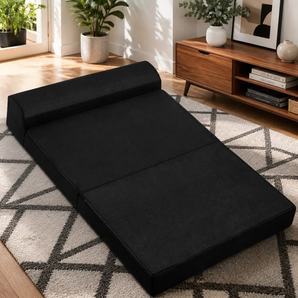 Convertible Black Foam Mattress Sofa Bed for Guests