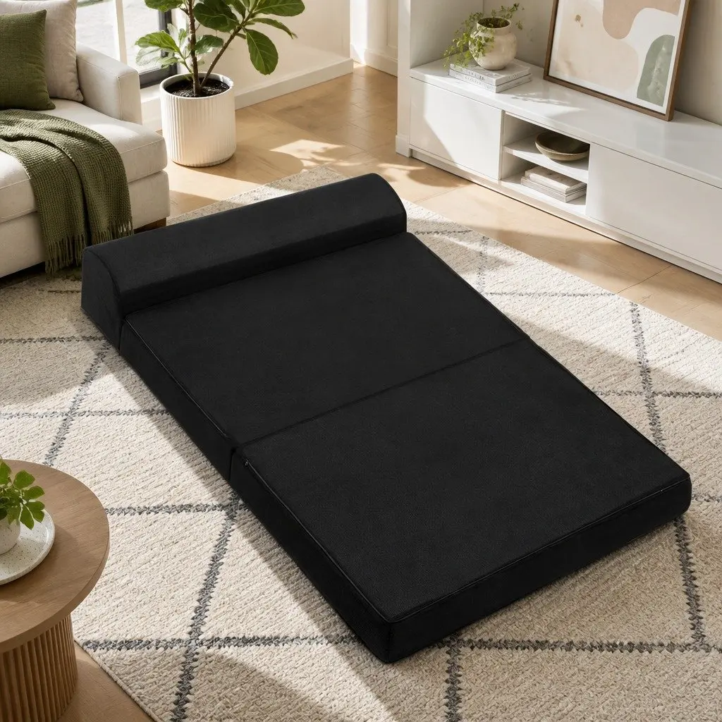 Convertible Black Foam Mattress Sofa Bed for Guests