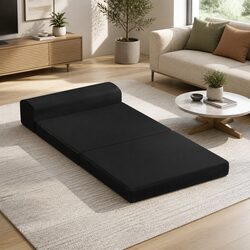 Cozy Foldable Foam Mattress Sofa Bed in Black