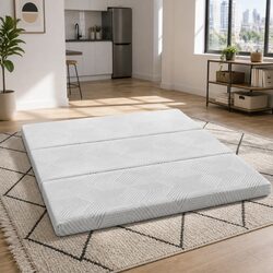 Grey Tri-Fold Mattress Double Bed Chair for Comfortable Living