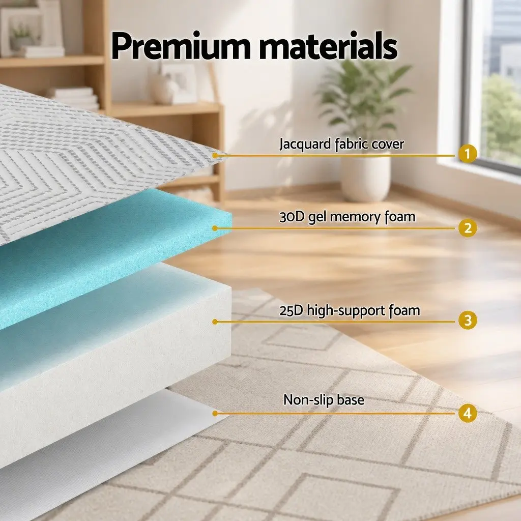 Tri-Fold Mattress Double Bed Chair Grey Foldable Foam Convertible Sofa Flexible