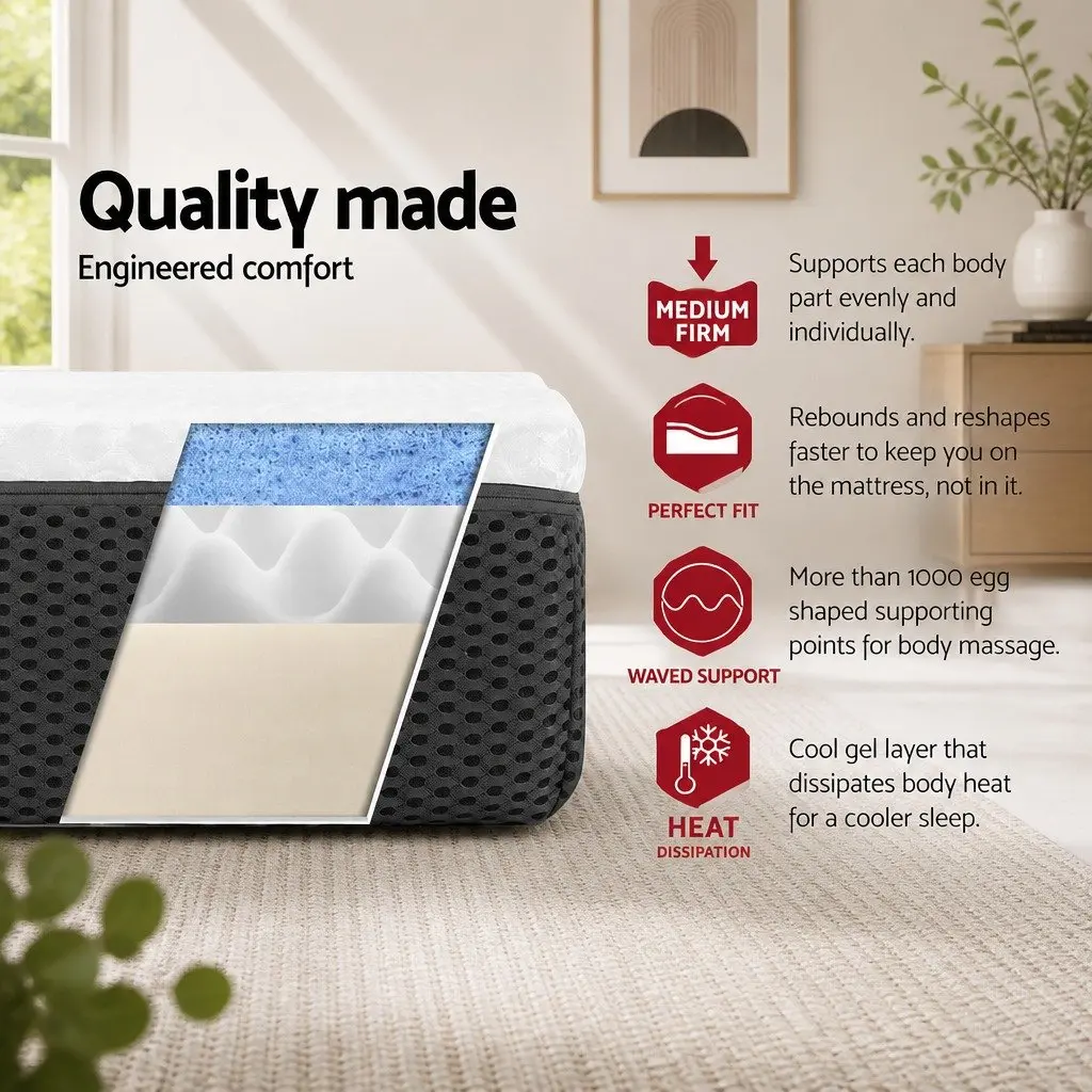 Cool Gel Memory Foam Double Queen Mattress for Comfort