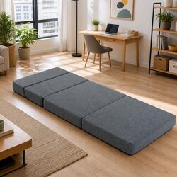 Comfortable Foldable Foam Mattress Sofa Bed in Grey