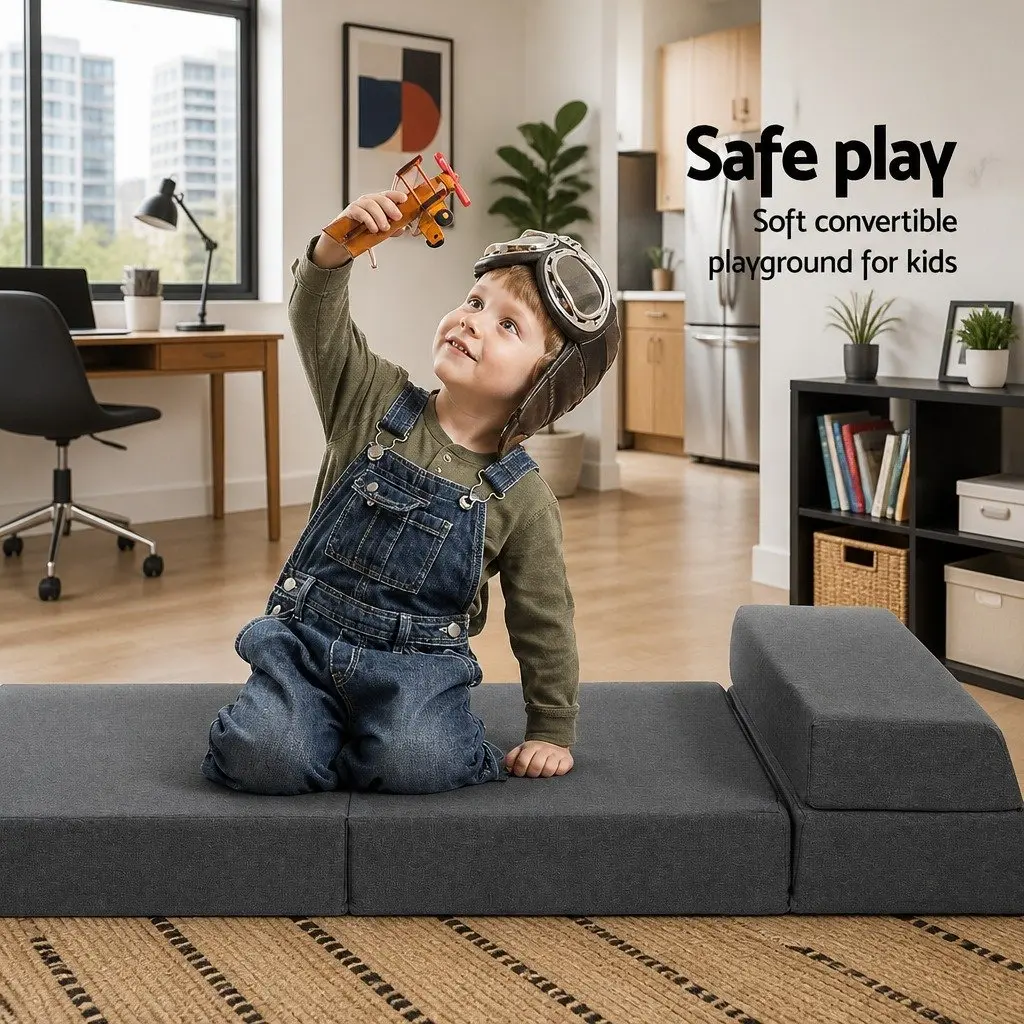 Foldable Foam Mattress Sofa Bed Grey Single Bed Polyester