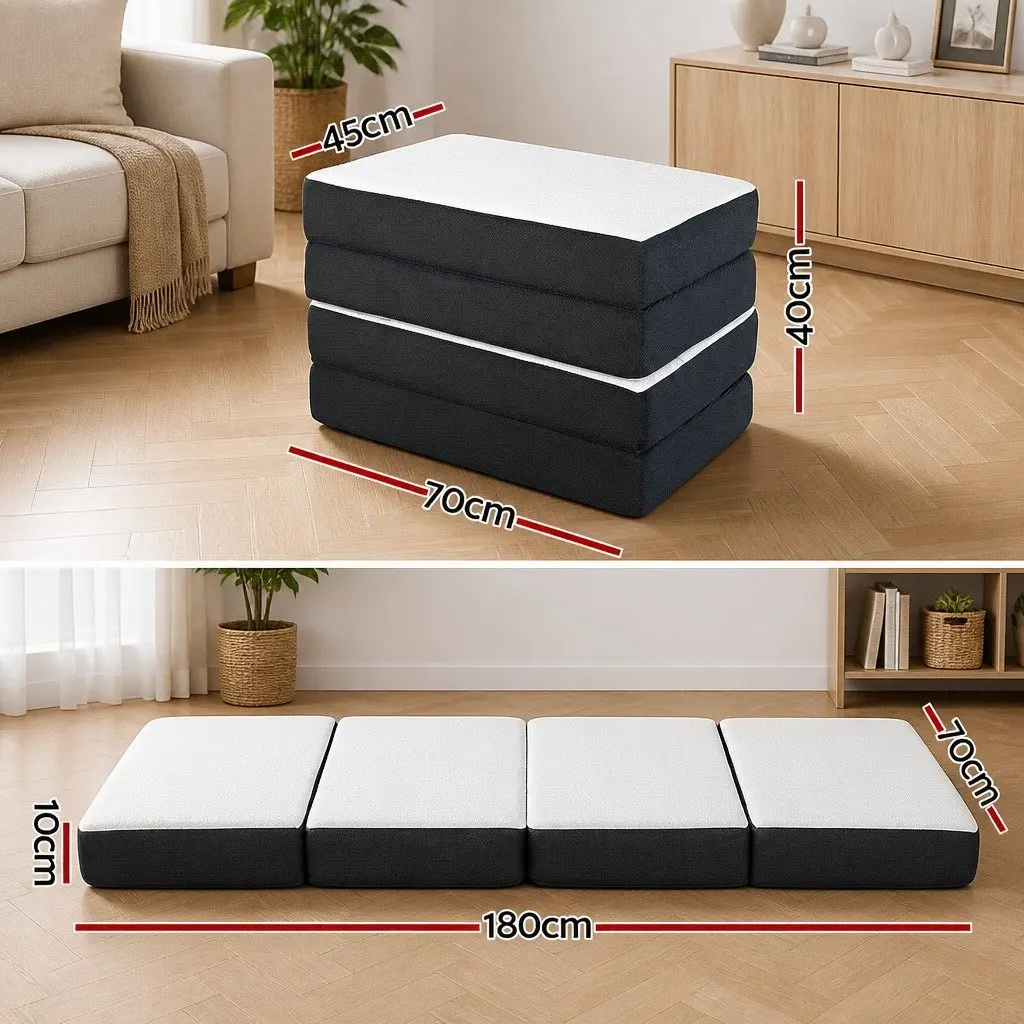 Foldable Foam Sofa Bed Mat Grey Single Convertible Couch Mattress