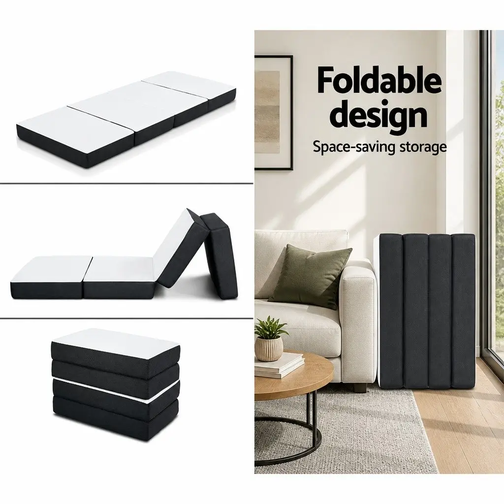 Foldable Foam Sofa Bed Mat Grey Single Convertible Couch Mattress