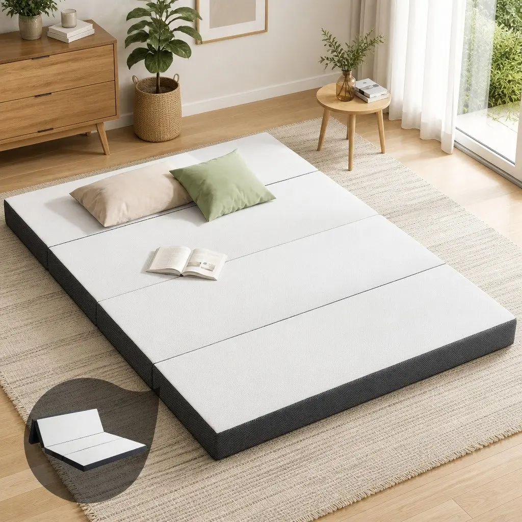 Queen Size Foldable Foam Mattress with Bamboo Cover