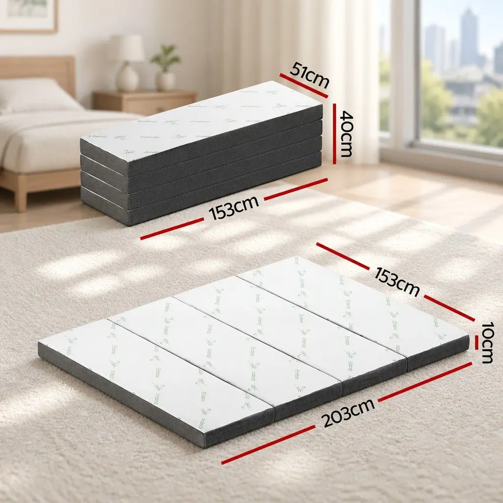 Queen Size Foldable Foam Mattress with Bamboo Cover