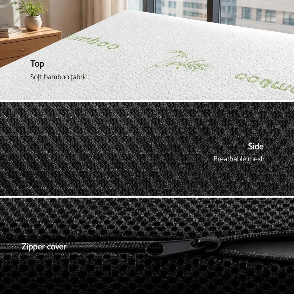 Queen Size Foldable Foam Mattress with Bamboo Cover