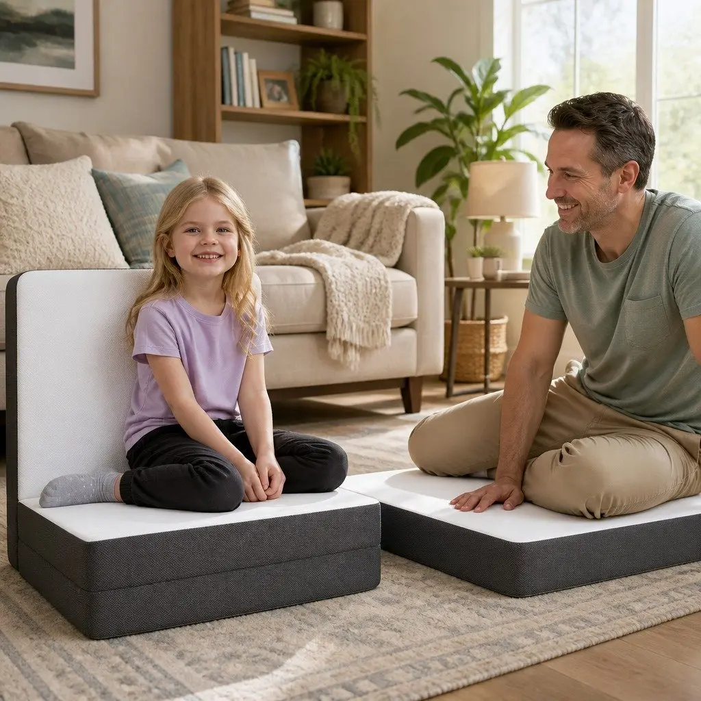 Single Folding Foam Mattress White Bamboo Fabric 190cm x 79cm Portable