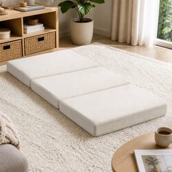 Comfortable 3-Fold Foam Mattress Chair Bed with Sherpa