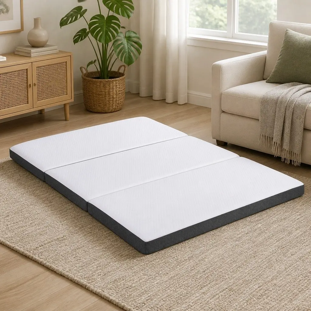 Foldable Queen Mattress 3-Fold Memory Foam Sofa Bed Chair Convertible Compact