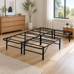 Double Folding Bed Frame with Storage Space, Black