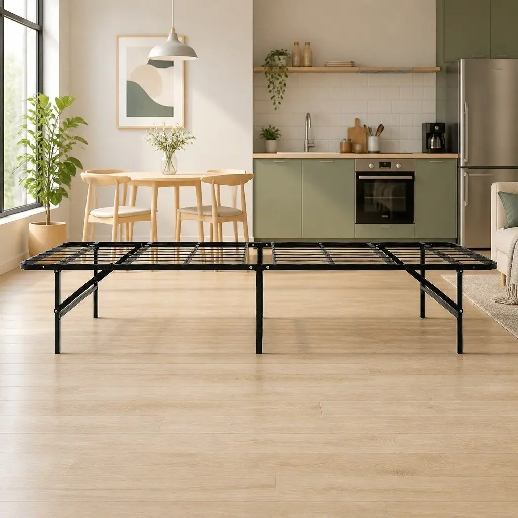Single Folding Bed Frame with Storage in Black