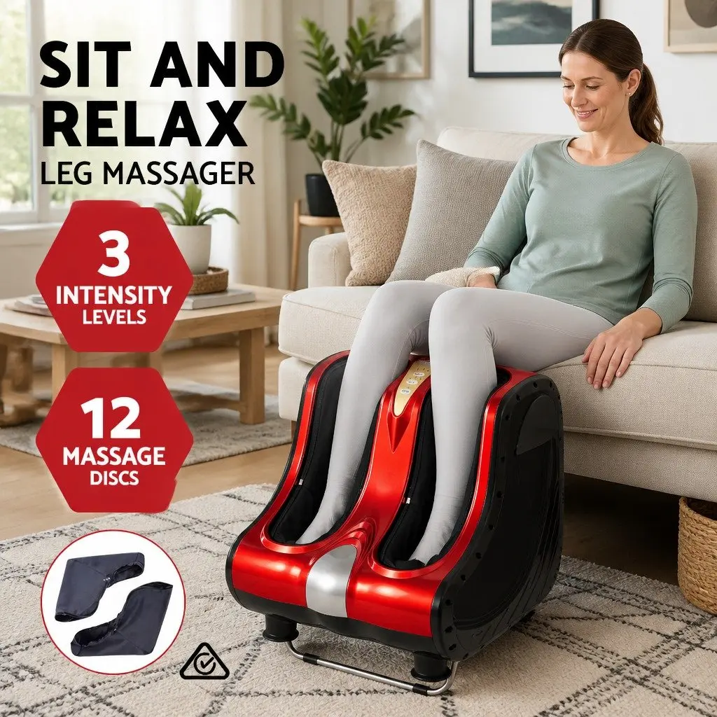 Foot Massager Electric Shiatsu Kneading Roller Red 47cm x 47cm x 44cm