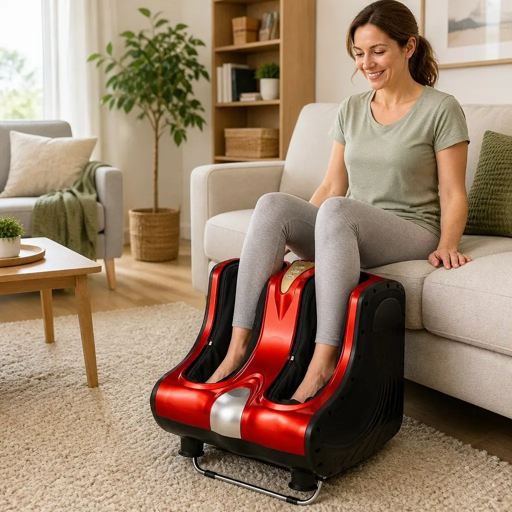 Foot Massager Electric Shiatsu Kneading Roller Red 47cm x 47cm x 44cm