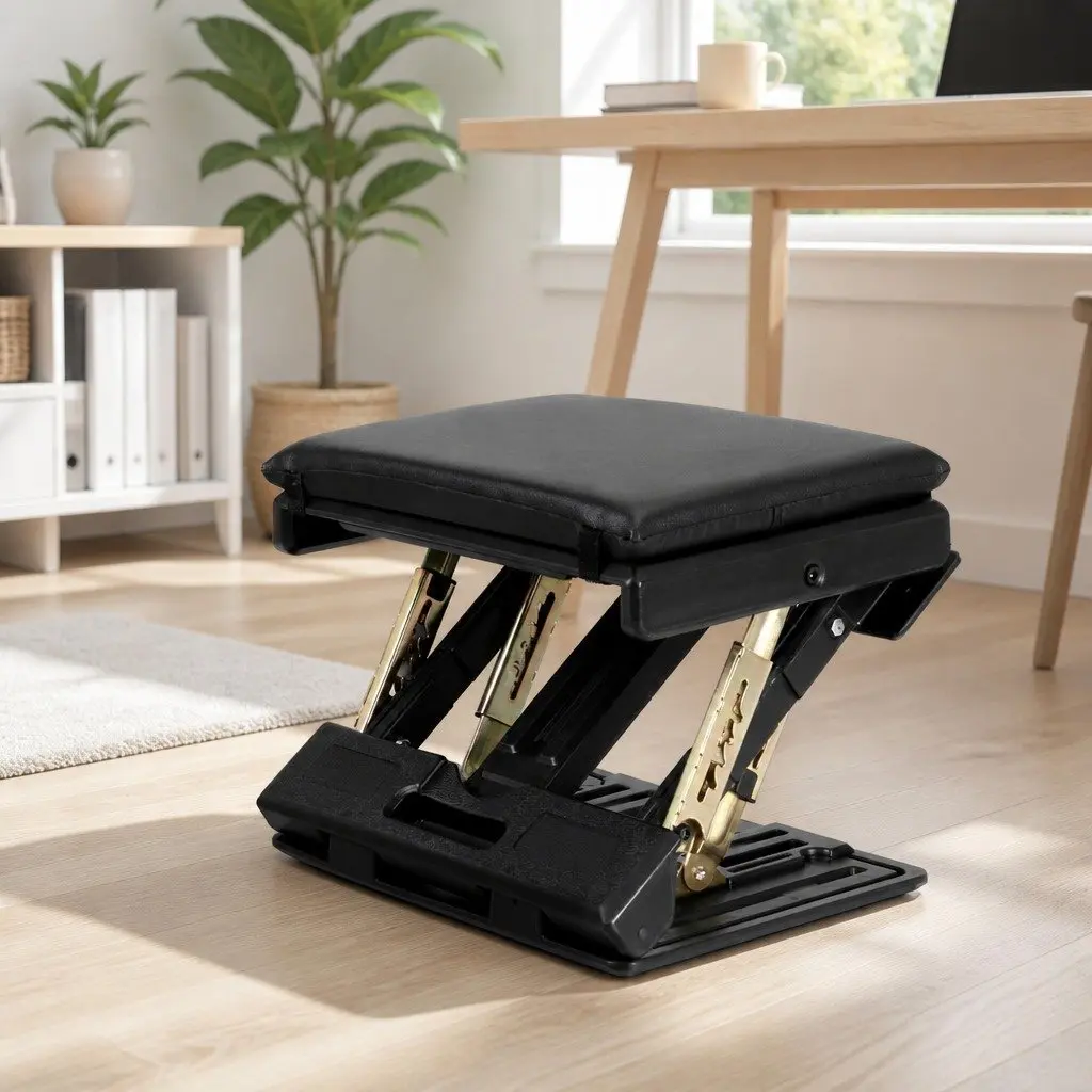 Adjustable Black Foot Rest Stool for Under Desk Use
