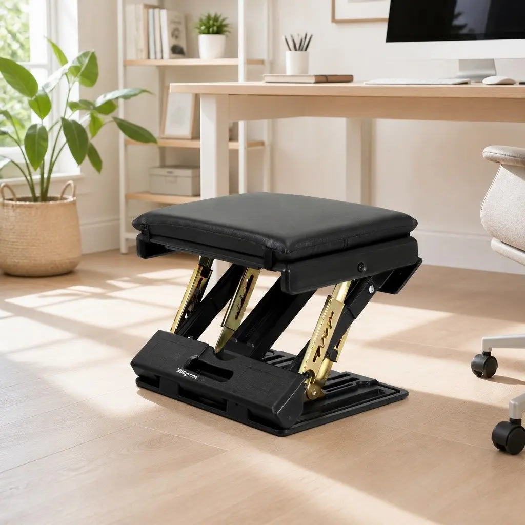 Adjustable Black Foot Rest Stool for Under Desk Use