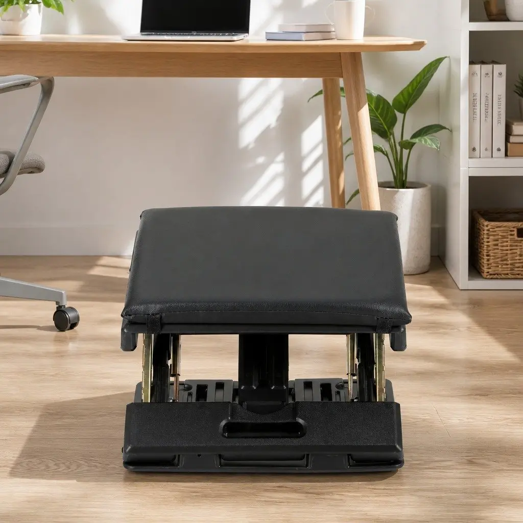 Adjustable Black Foot Rest Stool for Under Desk Use