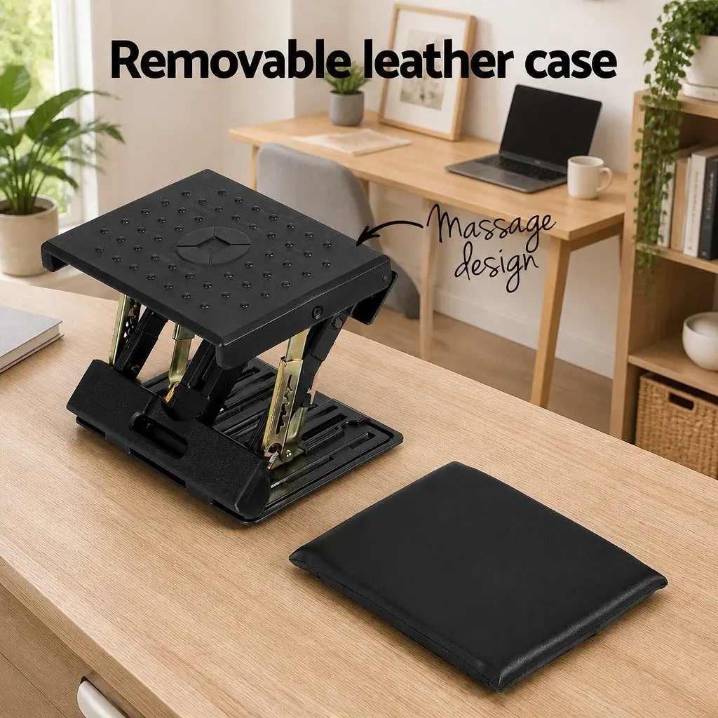 Adjustable Black Foot Rest Stool for Under Desk Use