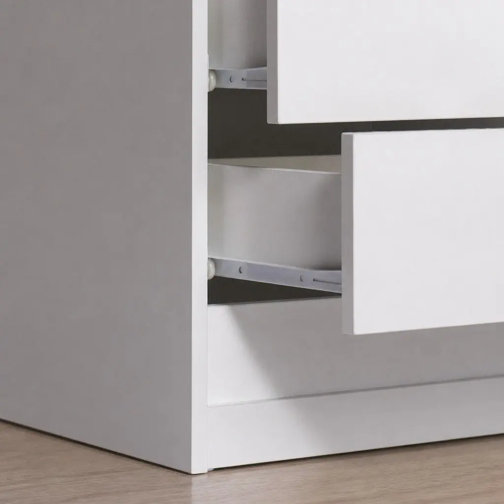 Bedside Table RGB LED White 45cm Particle Board with Lift-Top Compartment and Storage Drawers